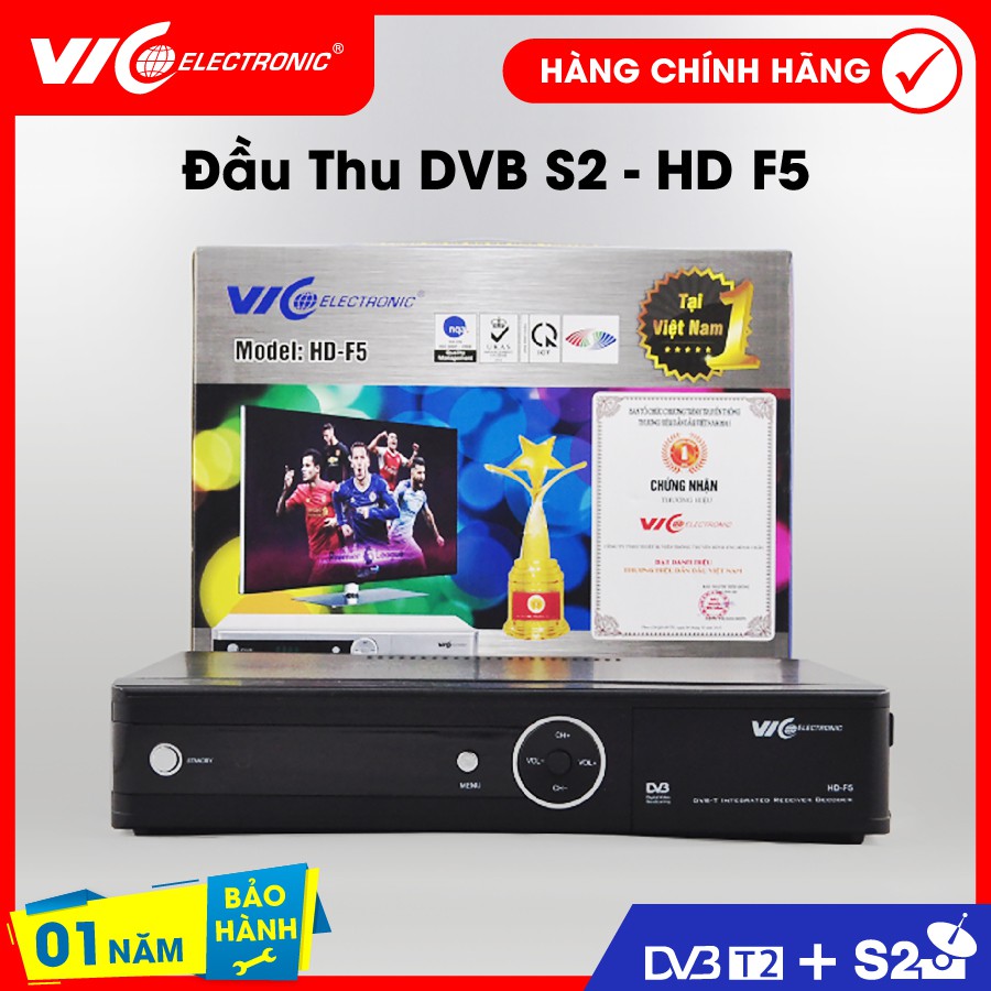 Đầu thu truyền hình kỹ thuật số vệ tinh F5 VIC Electronic, thu kênh truyền hình miễn phí, bảo hành 12 tháng