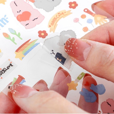 Sticker PET trong suốt hình động vật đáng yêu trang trí toploader và sổ tay | BST125