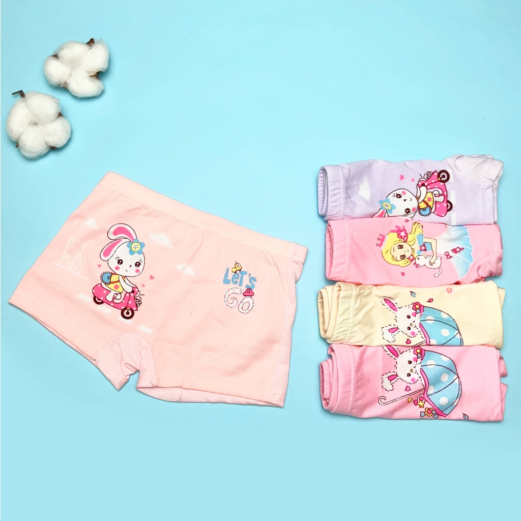 Quần chip đùi COTTON bé gái hoạt hình dễ thương 2-10 tuổi, quần chip dễ thương co giãn và thấm hút tốt