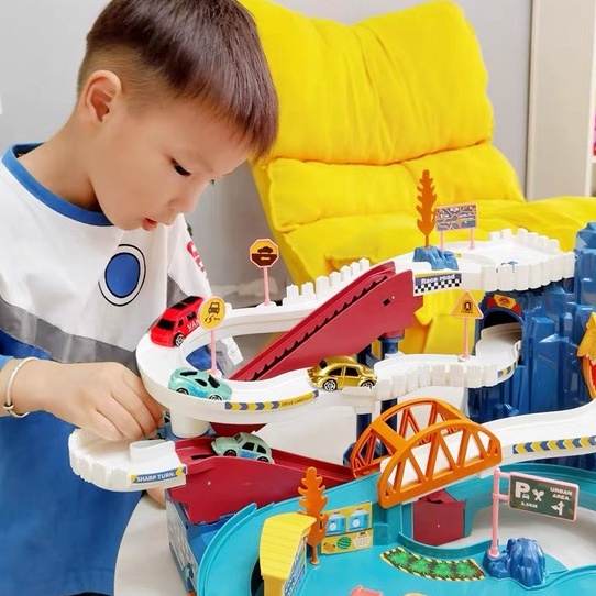 Bộ đồ chơi lắp ráp Đường hầm đua xe Khủng Long Master Kids