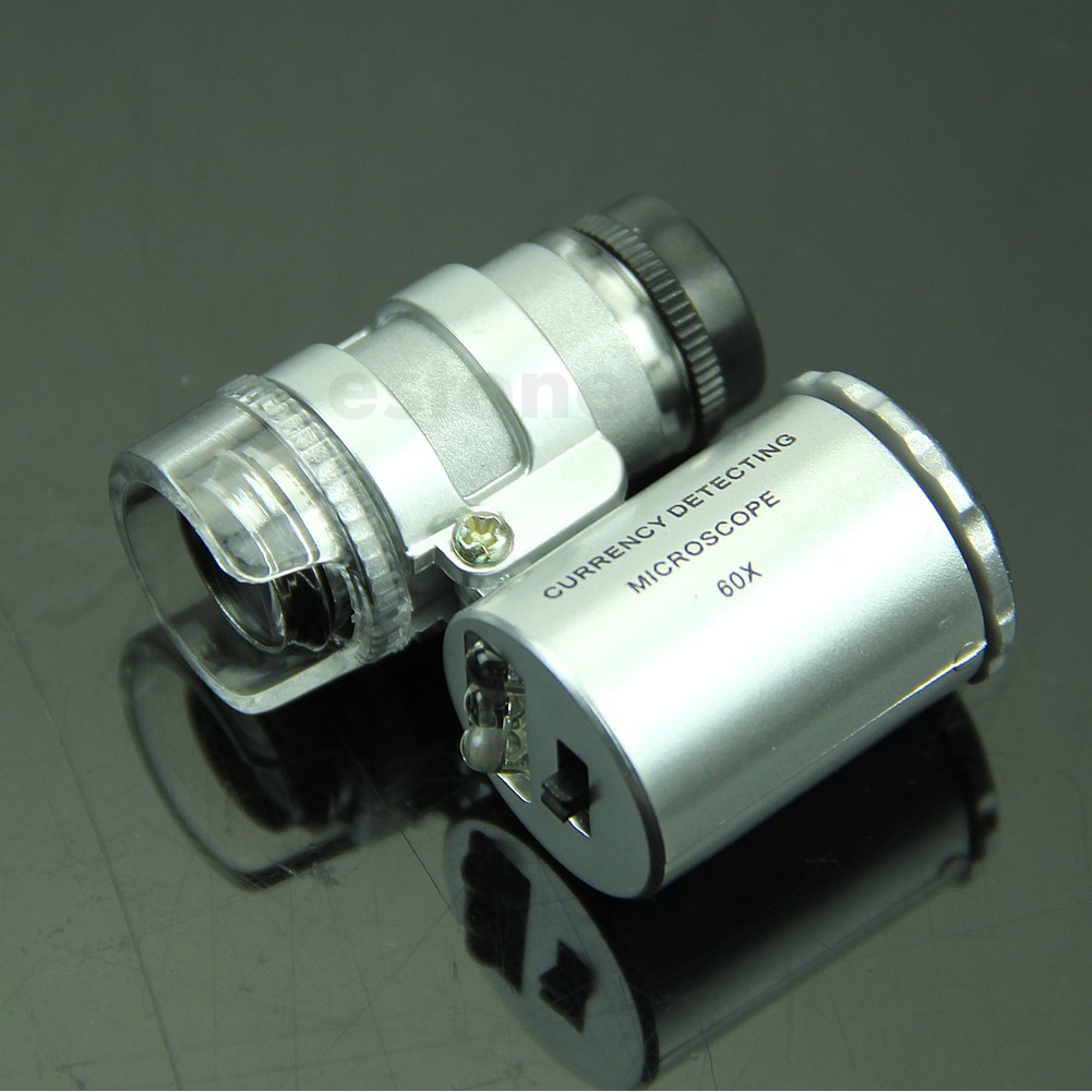 Kính Hiển Vi Mini 60x Soi Tiền Giả Có Đèn Led