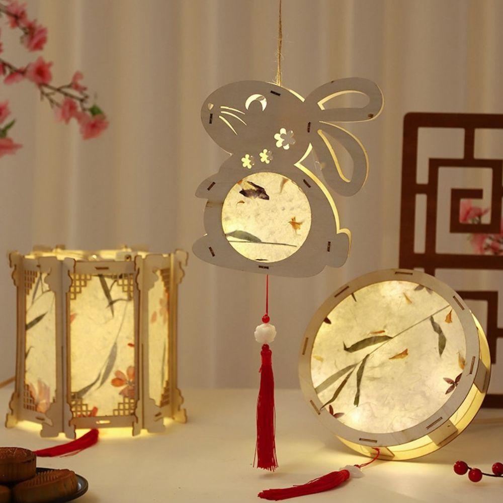 Lồng Đèn Treo Hình Thỏ / Hoa Cỏ Truyền Thống Trang Trí Lễ Hội Mùa Thu DIY