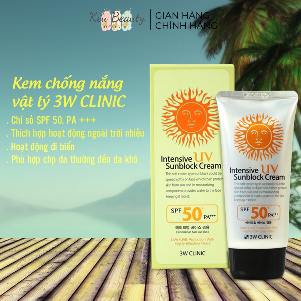 Kem chống nắng 3W Clinic Intensive UV Sunblock Cream SPF 50+ PA+++ 70ml