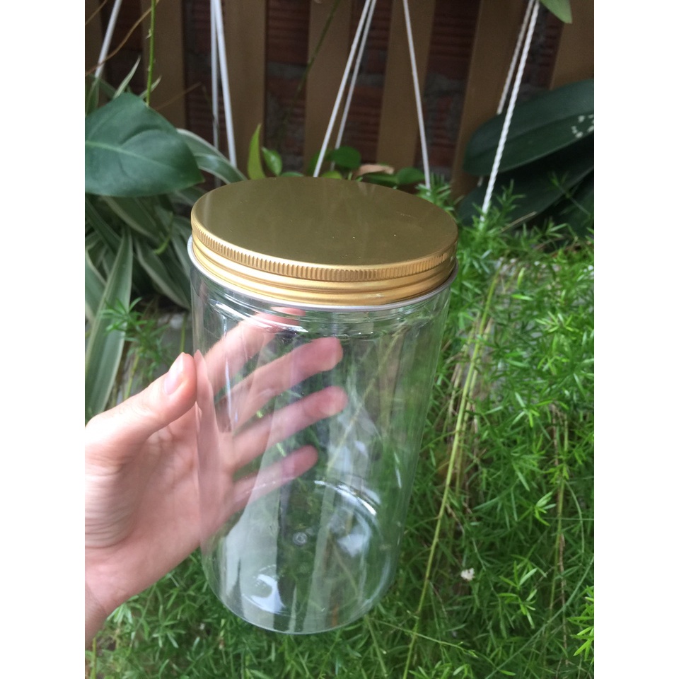 Hủ nhưa nắp nhôm vàng 500ml và 1000ml hàng có sẵn đã bao gồm seal