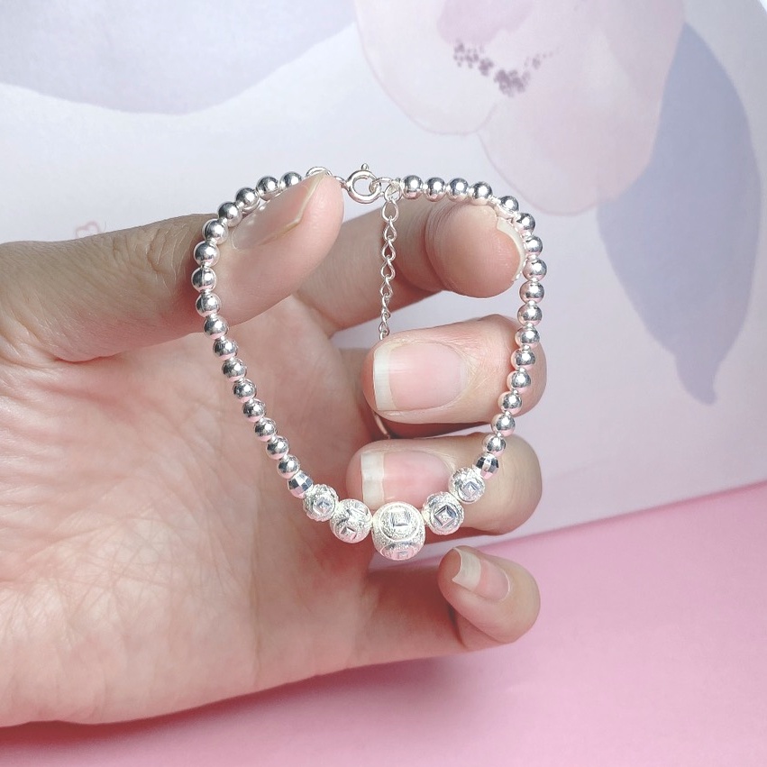 Lắc tay nữ bi bạc, Vòng tay nữ chất liệu bạc ta cao cấp - Trang sức bạc Evasilver