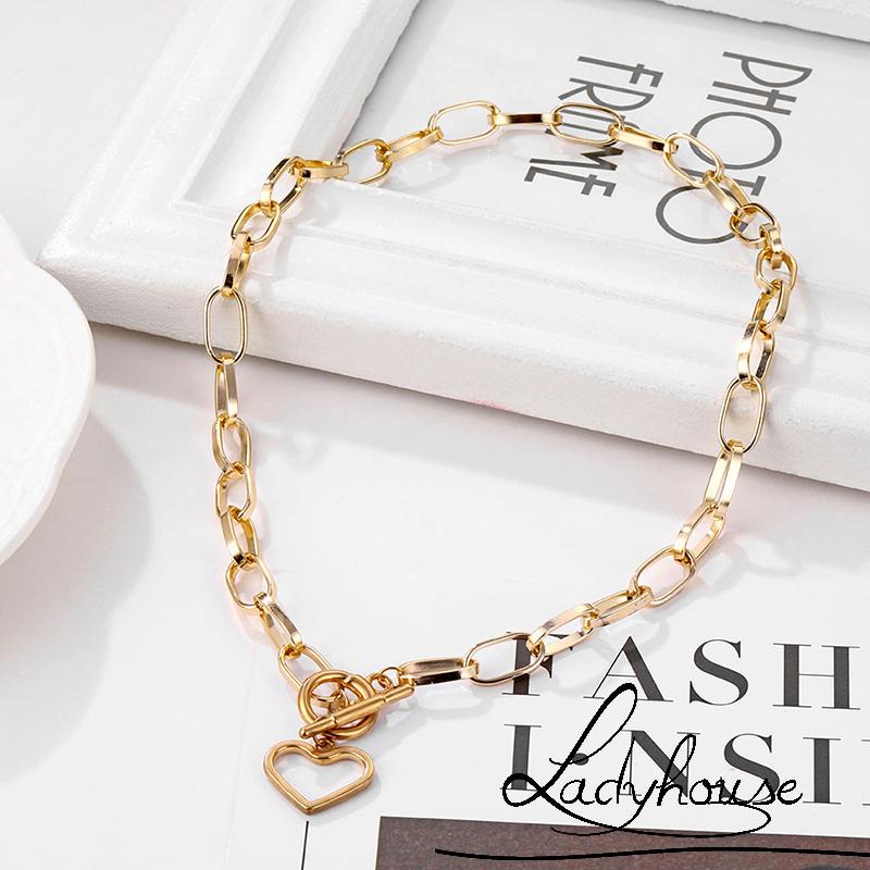 Vòng cổ choker màu vàng/bạc mặt hình trái tim cổ điển cho cặp đôi