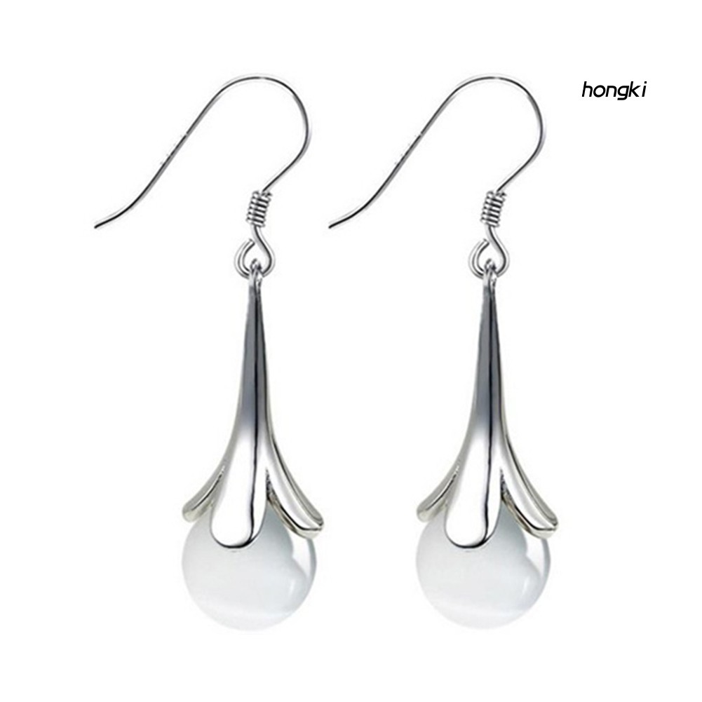 Hoa tai hình hoa đính đá opal nhân tạo thời trang dành cho nữ