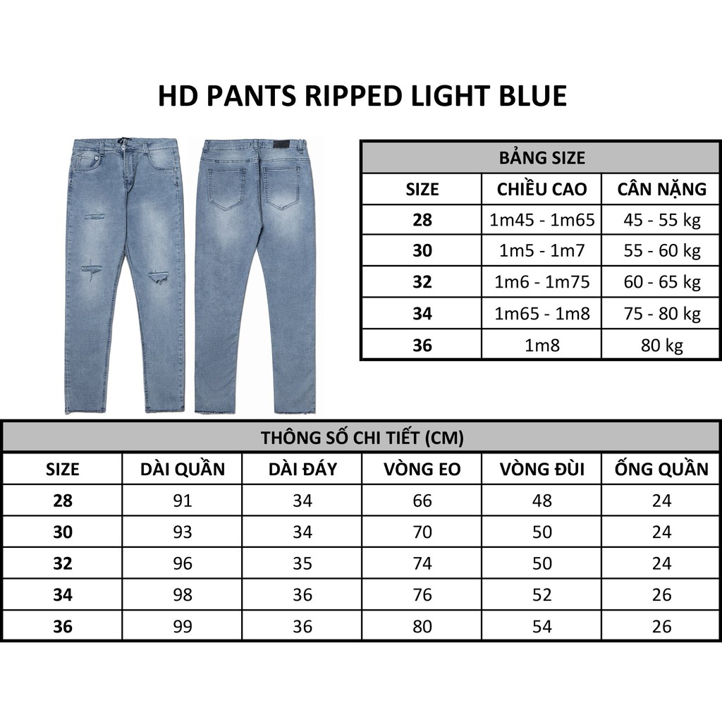 QUẦN HD PANTS RIPPED LIGHT BLUE