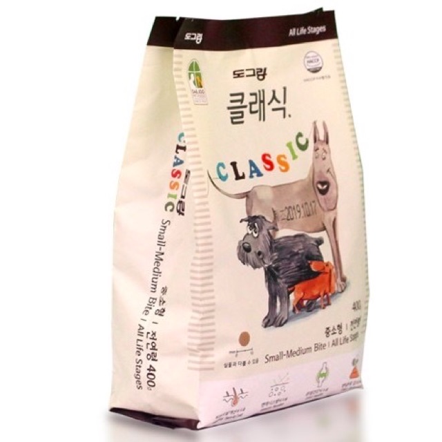 [400g] Thức ăn hạt cho chó  Dog Classic- NK Hàn Quốc (hạt cho cún, thức ăn cho chó, cám chó...)