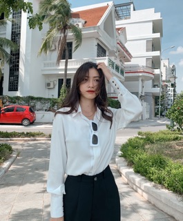 Lia Shirt | Sơ mi lụa trắng basic, bo tay lớn ZIEL