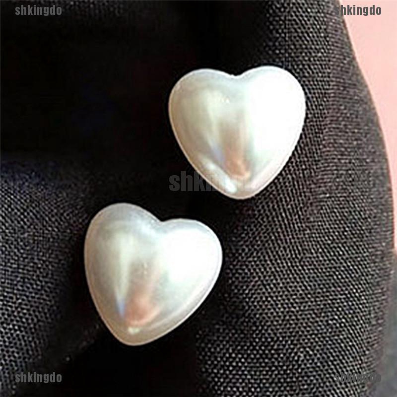 Đôi khuyên tai hợp kim dàng dài kết hạt trai giả hình trái tim thanh lịch và sành điệu cho nữ