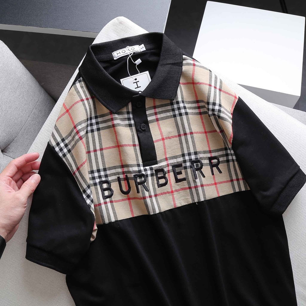 Áo phông Nam Nữ ⚡ ĐỦ SIZE 40-80 KG ⚡ Áo polo Burberry kẻ ngang