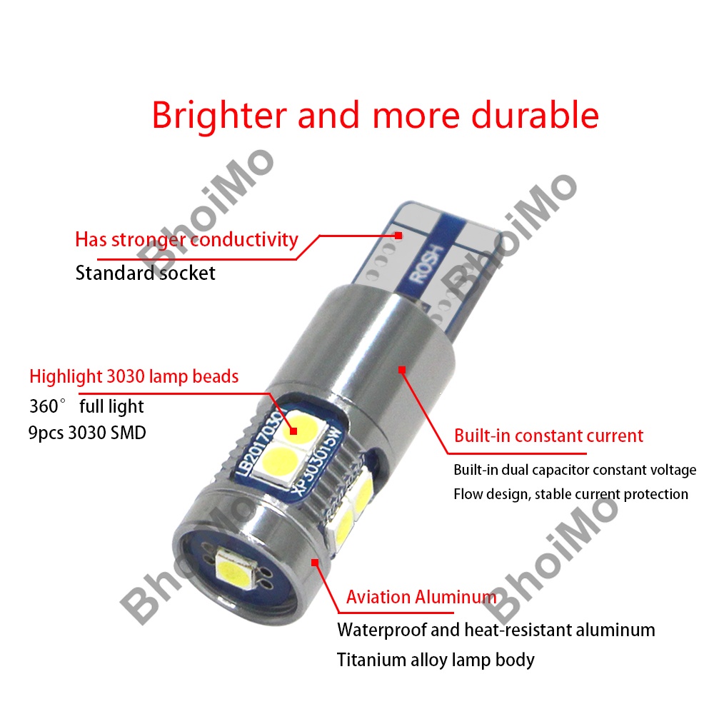 Bóng Đèn Led T10 Bay9S Bax9S Ba9S T4W H6W H21W 9smd 3030 W5W 194 6000k Cho Xe Hơi