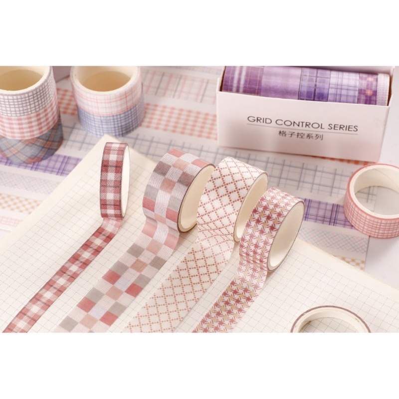 Set 6 Cuộn Washi Tape Băng Keo Trang Trí Caro