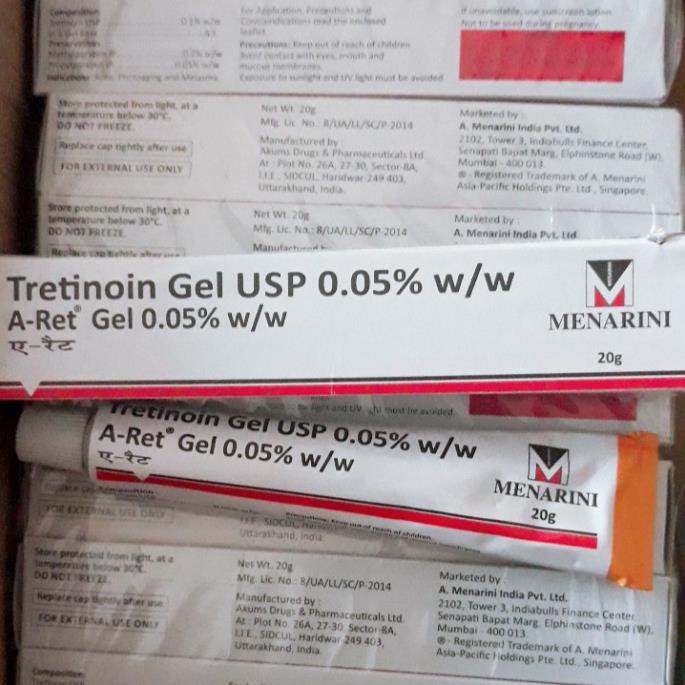 Tretinoin Aret Gel Usp 0.025% 0.05% 0.1% Gel Giảm mụn trẻ hóa da - Tretinoin Ấn Độ