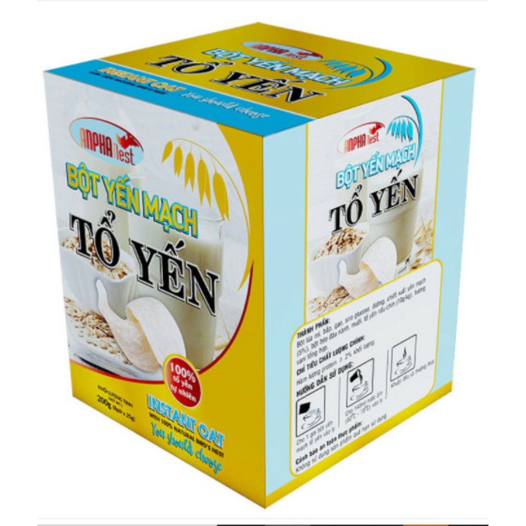 Combo 2 hộp Bột yến mạch tổ yến Sài Gòn Anpha hộp 8 gói x 25g