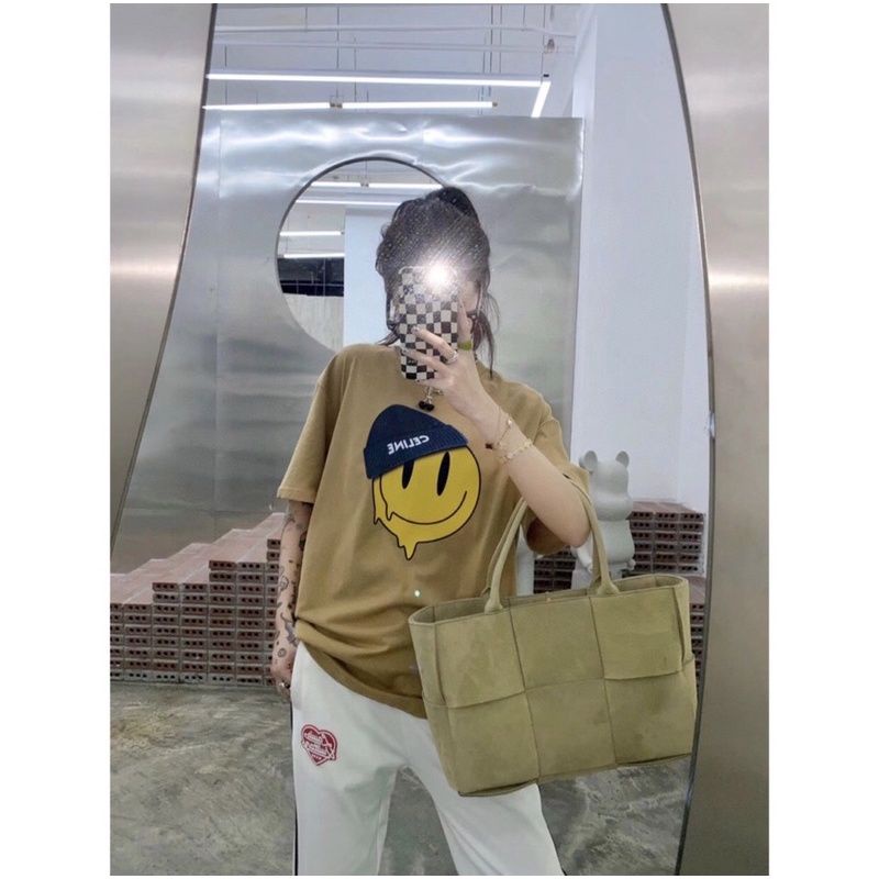 Áo Thun Tay Lỡ Cotton Form Rộng Unisex Mặt Cười CLINE