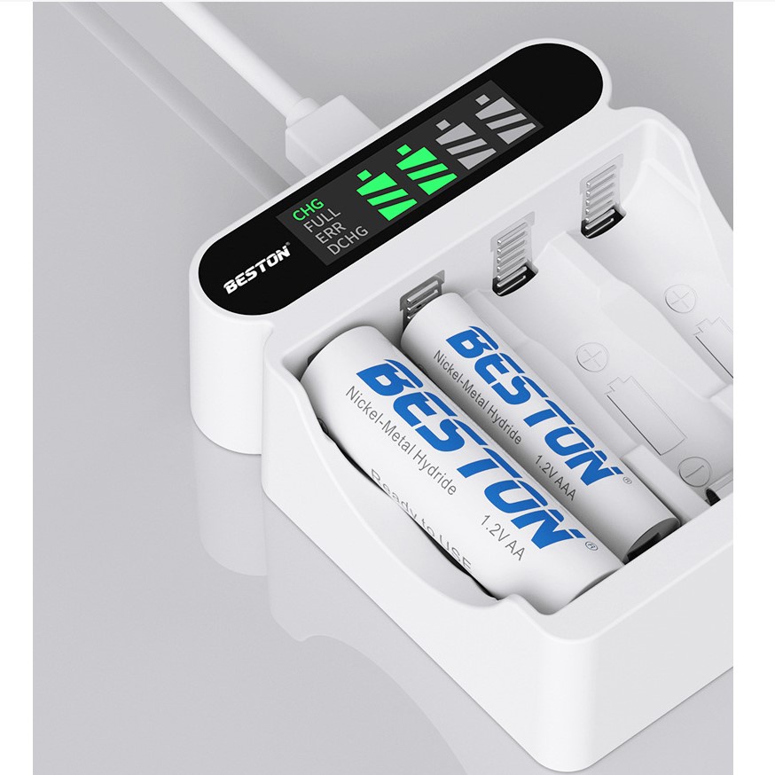 Sạc Pin AA AAA Tự Ngắt Beston C9023L có tính năng sạc nhanh, màn hình LCD thông minh, dùng cho micro,remote