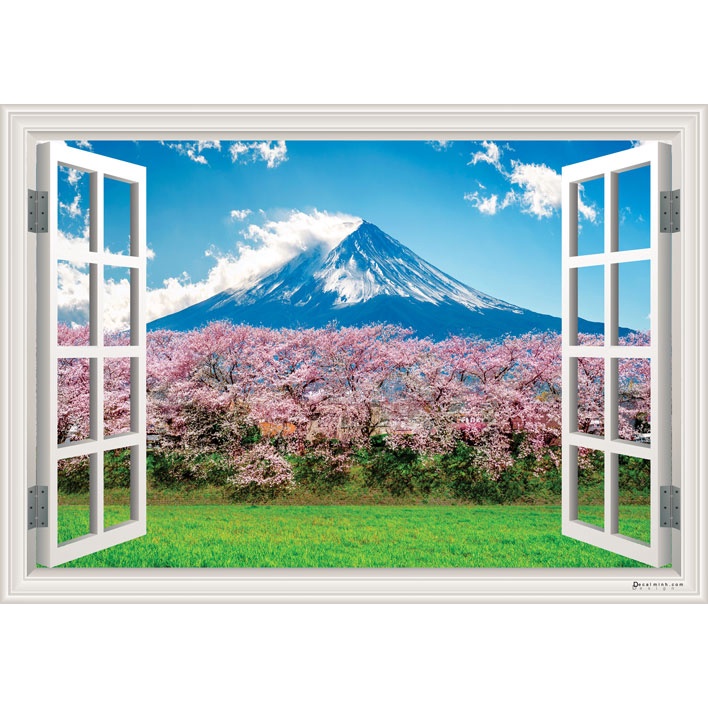 Tranh dán tường 3D cửa sổ ( 3D moutain view wall stick )