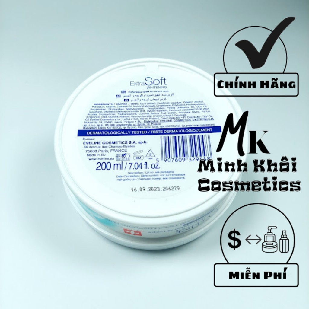 Kem dưỡng ẩm trắng da mặt và toàn thân Eveline Extra Soft Whitening 200ml