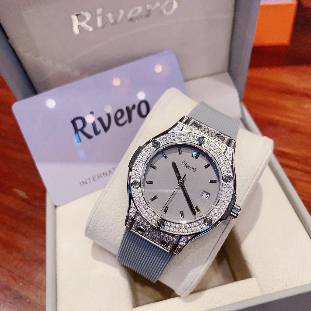 New 2022 Đồng Hồ Nữ Rivero , Size 34mm , Dây Cao Su Màu Xám