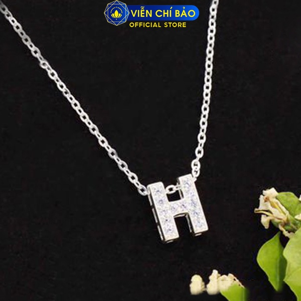 Dây chuyền bạc nữ chữ H đính đá chất liệu bạc S925 thời trang phụ kiện trang sức nữ Viễn Chí Bảo D400640