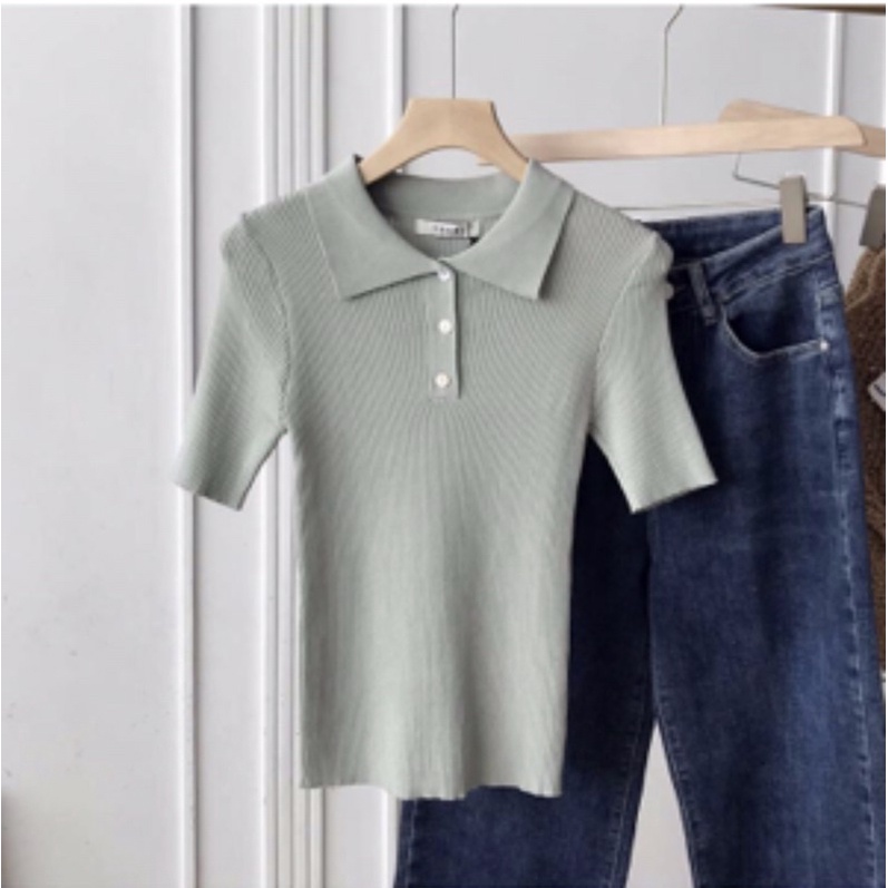 Áo Polo Croptop Tay Lỡ Dáng Ôm Cho Nữ Purpleheart