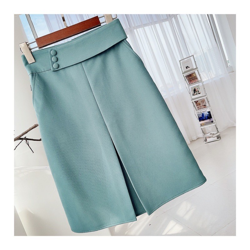 Chân váy bọc cúc G166, đầm công sở thiết kế đẹp có túi hai bên hông, đủ size dễ mang  - GEM Fashion