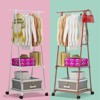 Kệ treo và để quần áo, đồ dùng gia đình gọn gàng 2 tầng, có móc treo bên trên tiện dụng