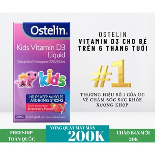 Ostelin vitamin d3 cho bé trên 6 tháng tuổi - Ostelin Kids Vitamin D3 Liquid 20ML, hỗ trợ sức khỏe xương - sofiscot