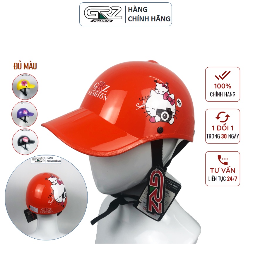 Mũ bảo hiểm thời trang K01N không lỗ đủ màu, Mũ bảo hiểm GRZ nửa đầu chính hãng