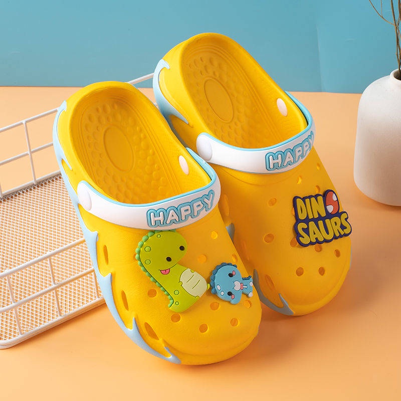 Dép Sandal Đế Mềm Chống Trượt Hình Khủng Long Dễ Thương Cho Bé 8-9 Tuổi