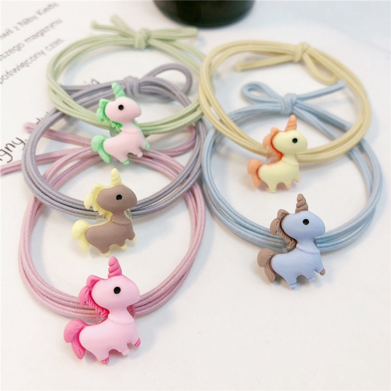 Cartoon Resin Unicorn Rubber Band Rope Nhật Bản và Hàn Quốc nhỏ tươi ISN cao đàn hồi chuông tóc Phụ kiện Bán buôn Phụ nữ