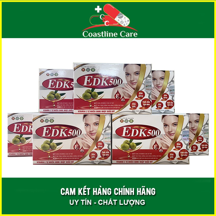 Viên Uống EDK500 Hộp 30 Viên - Bổ Sung Vitamin E Đỏ -  Coastlinecare Pharmacy