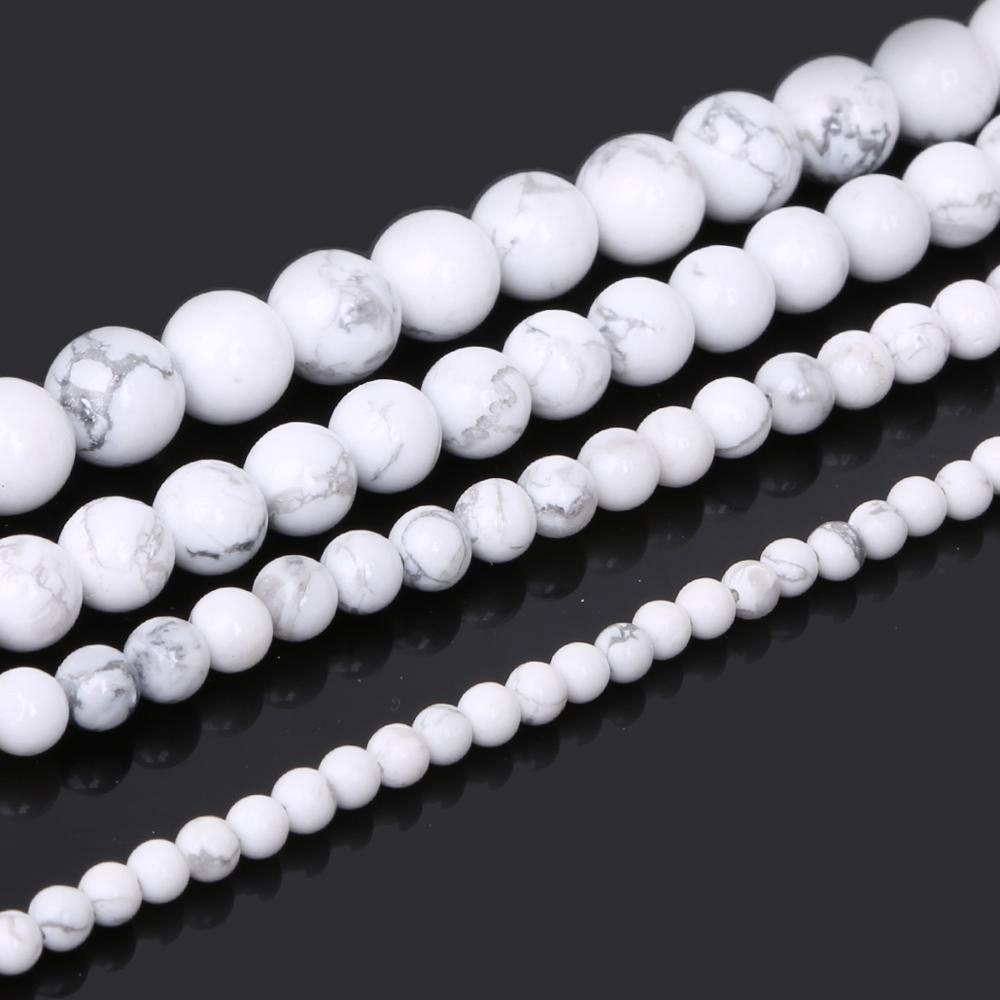 Chuỗi hạt ngọc lam trắng cỡ 4-10mm làm vòng tay thủ công DIY