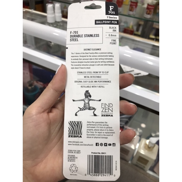 ⛄️1 gói Bút bi Zebra F-701 có thể rút ra bằng thép không gỉ - Mỹ