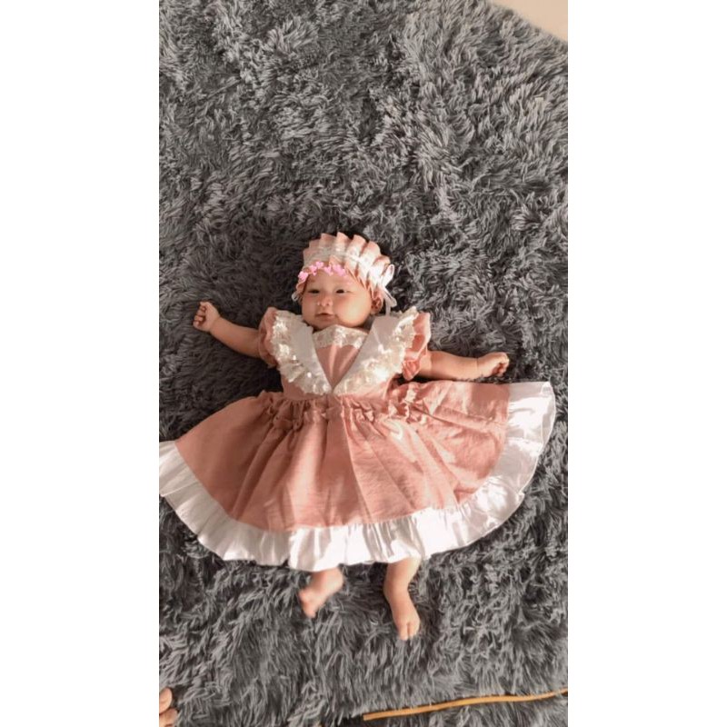 Đầm bé gái dolly hồng ❤️ FREESHIP ❤️ Váy trẻ em hồng bèo dễ thương cao cấp kèm băng đô size 5kg - 30kg