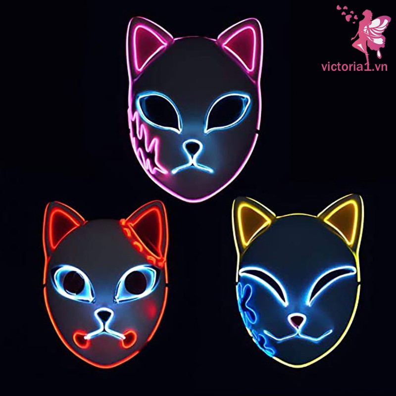Anime Demon Slayer Special LED Halloween Mask Cosplay LED Light up Face Mask For Halloween Festival Costume Party