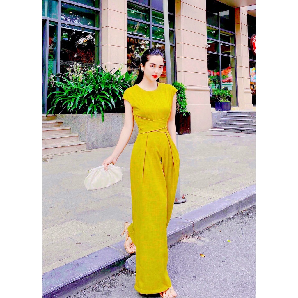 sét đồ liên thân ống rộng xoắn eo siêu hack dáng sang trọng, năng động trẻ trung