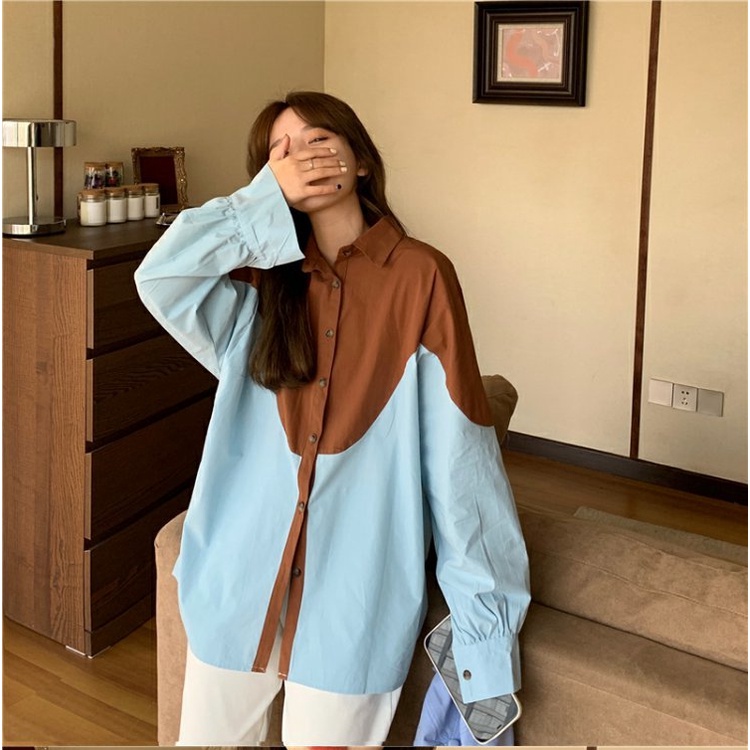 Áo Sơ Mi Nữ Dài Tay Dáng Rộng Thiết Kế Cá Tính