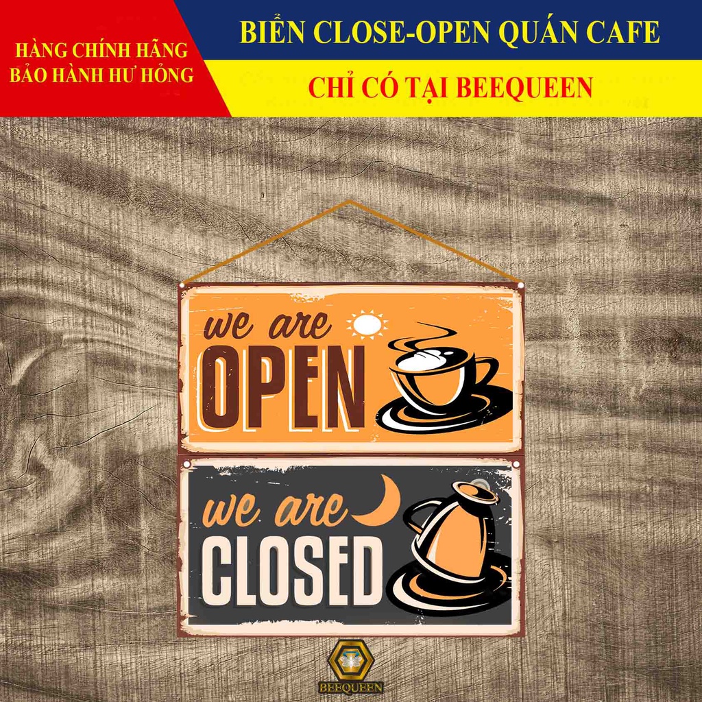 Biển 2 Mặt Đóng - Mở Cửa - Biển Close - Open Cho Quán Cafe