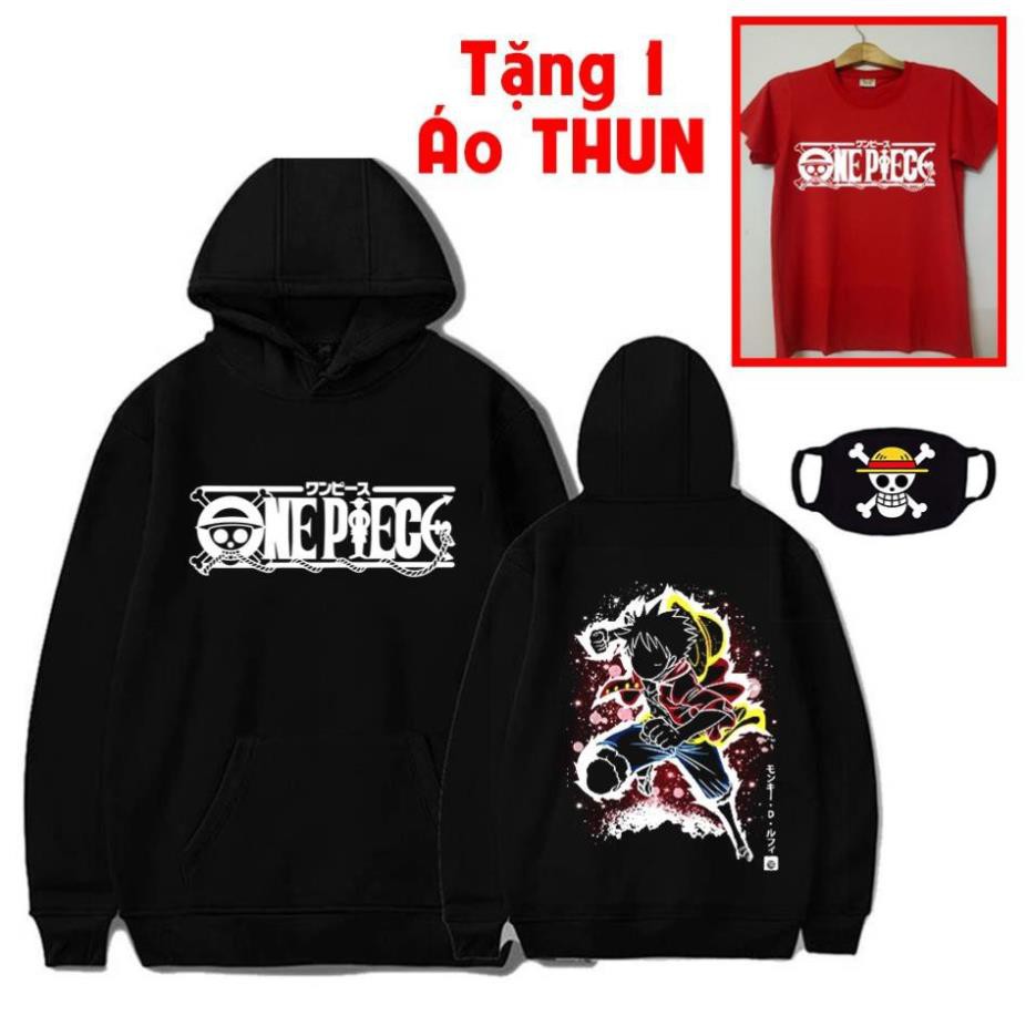 Mua áo hoodie Luffy mũ rơm tặng kèm áo thun bịt mặt one piece / uy tín chất lượng