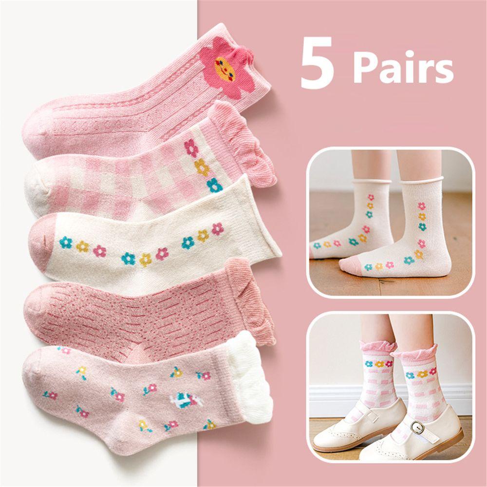 ESPO Bộ 5 Đôi Vớ Cotton Mềm Mại Kiểu Hoạt Hình Đáng Yêu Cho Bé