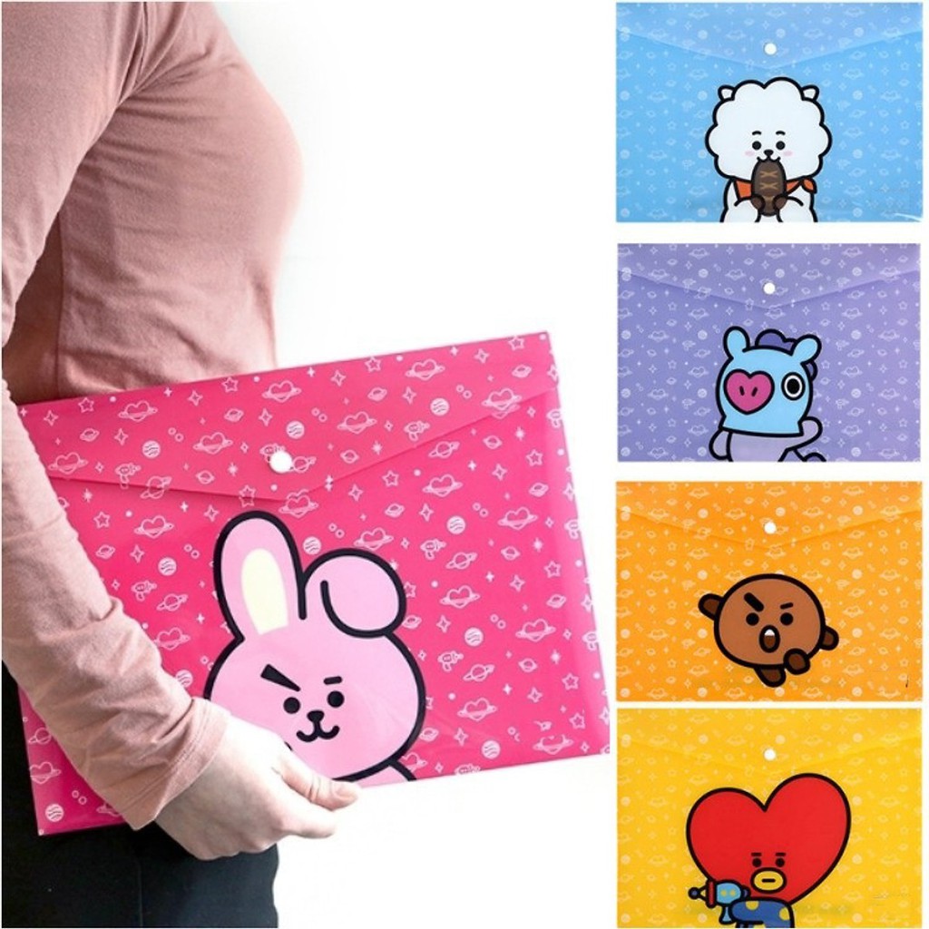 Túi đựng tài liệu BT21 BTS CHONMUA365 (Tặng móc khóa gỗ BTS thiết kế độc quyền)