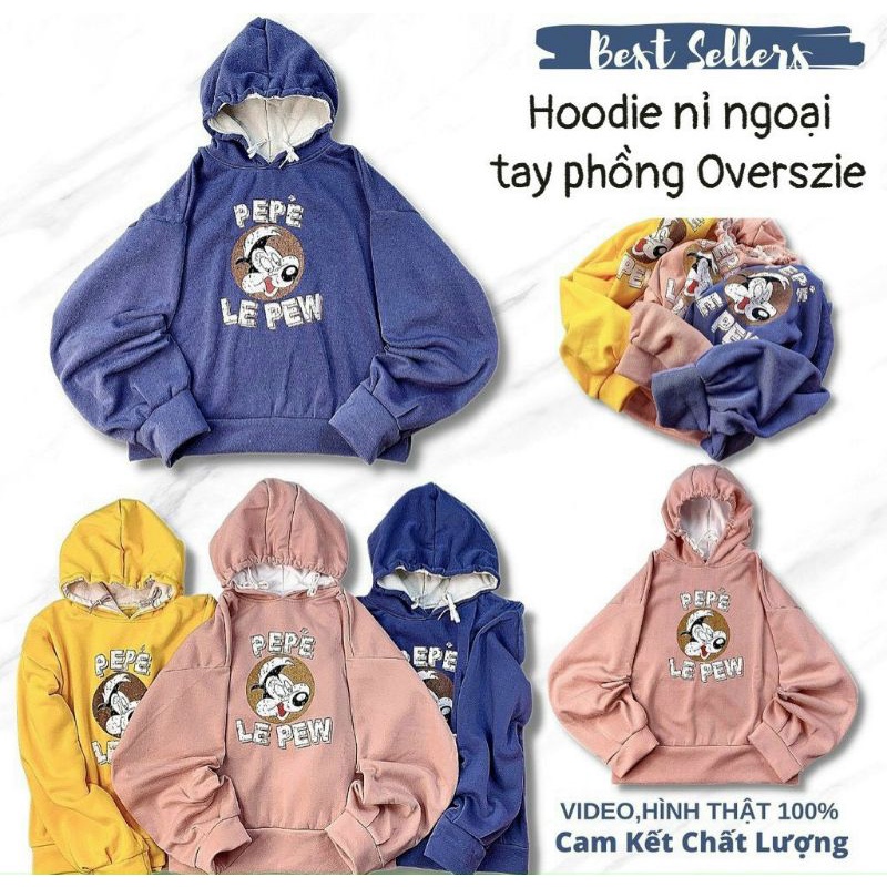 Áo hoodie unisex có mũ chất nỉ ngoại chống nắng, chống lạnh form rộng thêu hoạt hình, mẫu áo khoác mới dành cho bạn teen