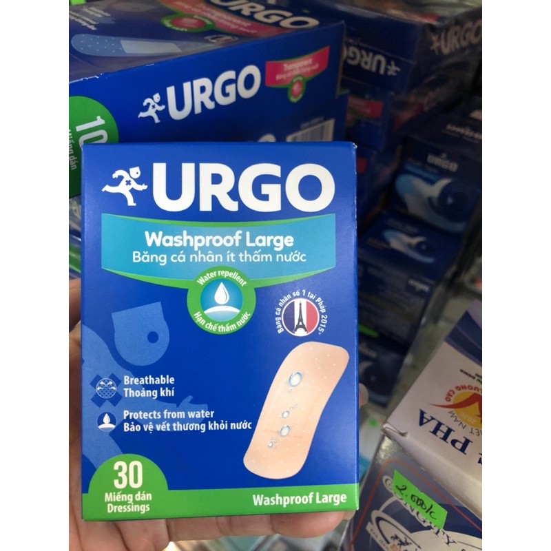 HỘP 30 MIẾNG Băng keo dán cá nhân dành cho các hoạt động dưới nước chống thấm nước Urgo Waterproof