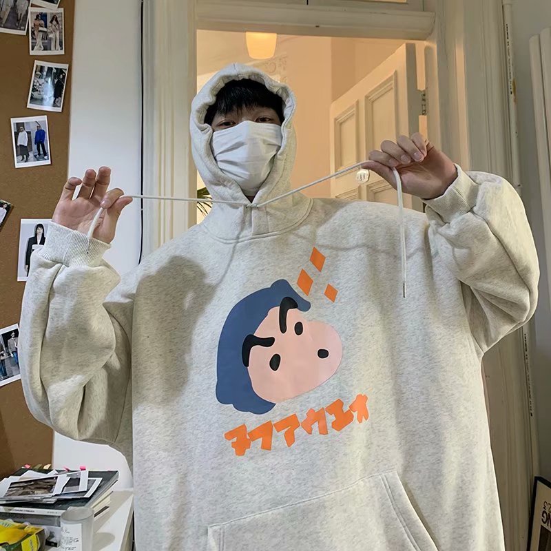 Áo Hoodie Mùa Đông Tay Dài Dáng Rộng Có Túi In Họa Tiết Hoạt Hình Thoải Mái Thời Trang Cho Nam Size M-8XL