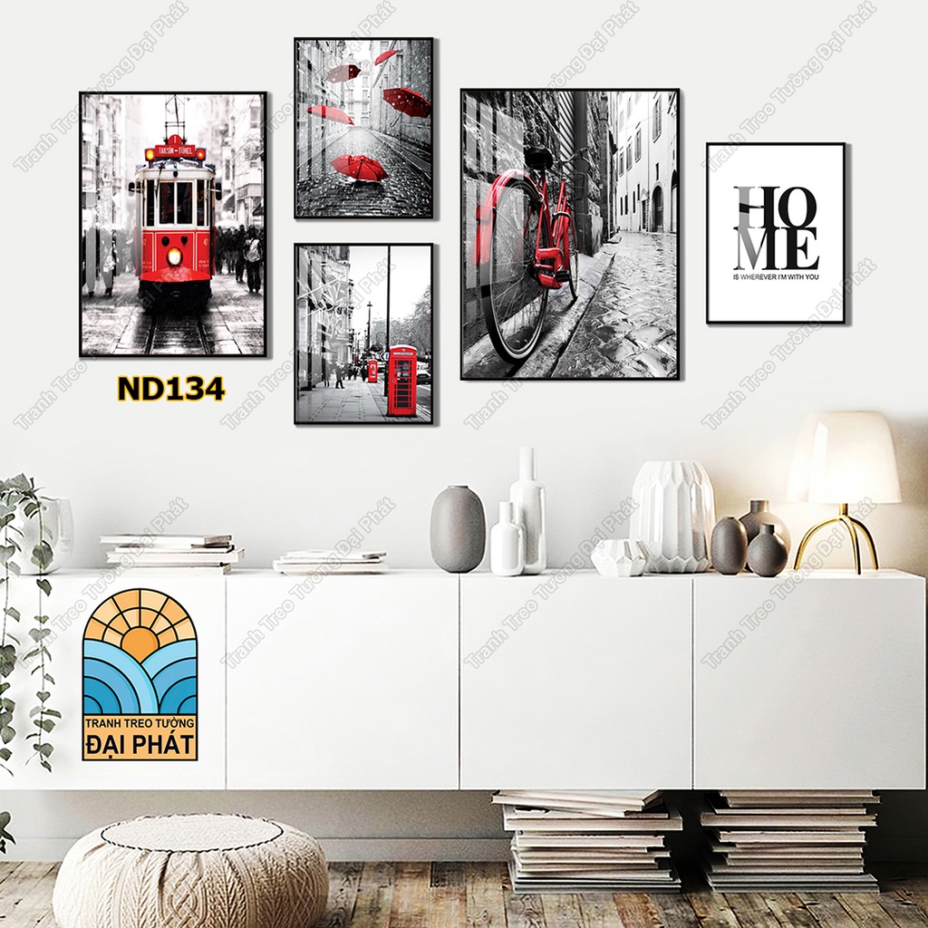 COMBO BỘ 5 TRANH SIZE LỚN CAO CÂP PHONG CÁCH HIỆN ĐẠI BẮC ÂU- TREO PHÒNG KHÁCH ĐÃ CÓ KHUNG TRANH