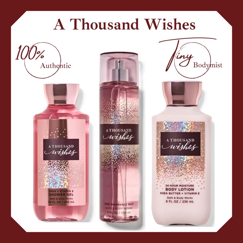 Bộ sản phẩm xịt thơm toàn thân bodymist Bath & Body Works: A Thousand Wishes 36ml- 236ml