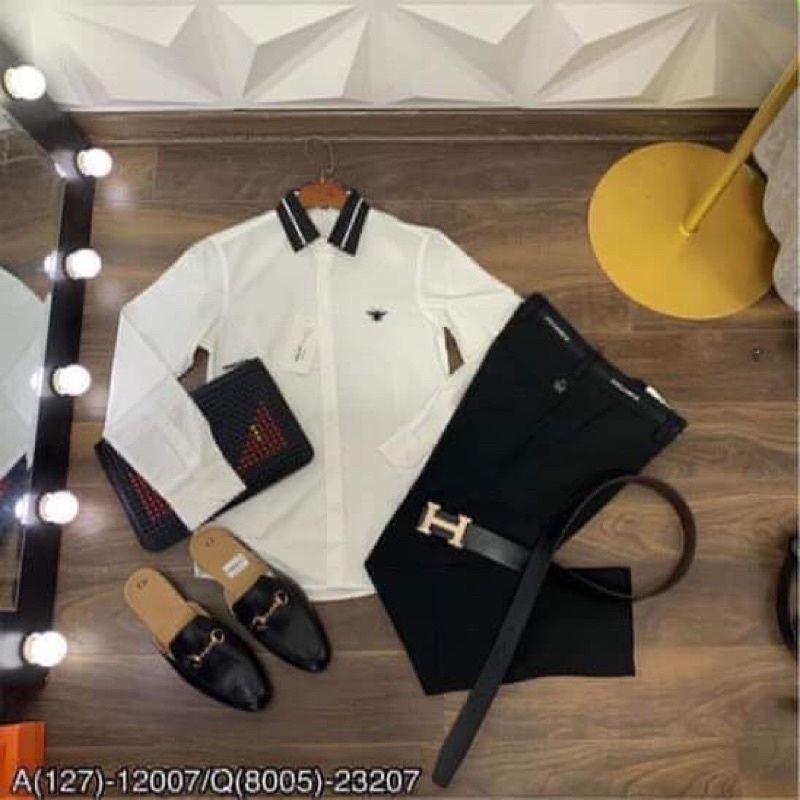 “ HOTREND “ Sơ Mi Trắng Cao Cấp - Áo Sơ Mi Trắng Nam Thêu Hoạ Tiết New